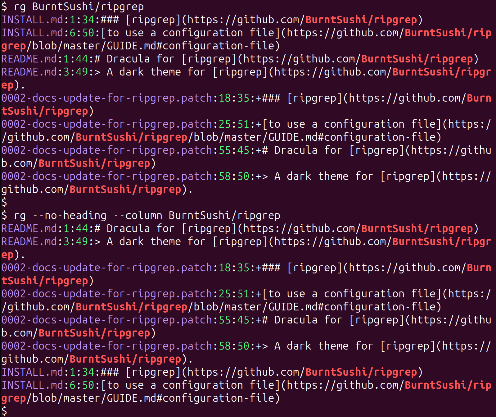 ripgrep - Theme Preview